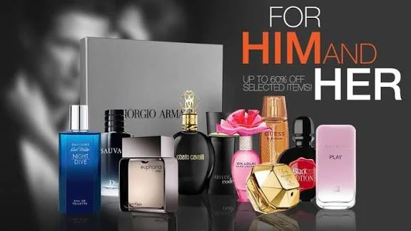 Luxury perfume bottles on a marble surface